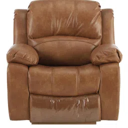 durian Marco Leatherette Manual 1 Seater Recliner In Tan Colour image 5