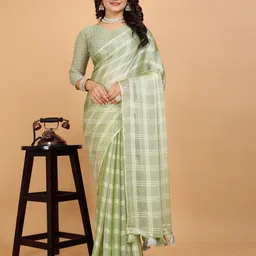 K 5 Fashion Checked Poly Chiffon Saree-picture-14