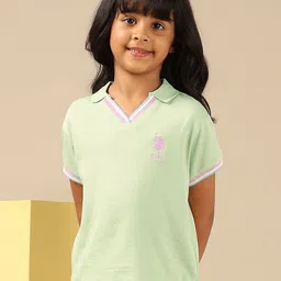 U.S. Polo Assn. Kids Girls Polo Collar Pure Cotton T-shirt-picture-21