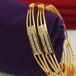 Panini jewels Set Of 2 Gold-Plated Alloy American Diamond Antique Bangles image 2