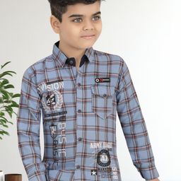 BAESD Boys Classic Regular Fit Spread Collar Typography Printed Cotton Casual Shirt-image-34