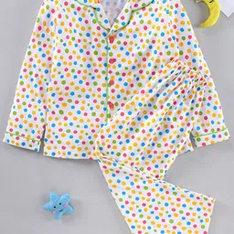 BLUSHES Kids Long Sleeves Polka Dots Printed Pure Cotton Night Suits-image-95