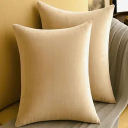 INDHOME LIFE Beige Set of 5 Velvet Square Cushion Covers image 5