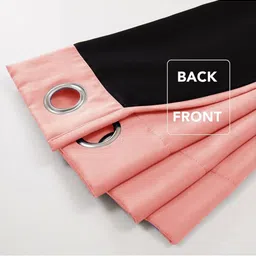 HOMEMONDE Peach-Coloured Set of 2 Black Out Window Curtain image 3