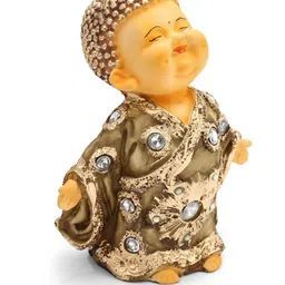 MISS PEACH Yellow & White Buddha Idol Showpieces image 4