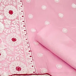 SAINOOR Embroidered Organza Semi-Stitched Dress Material image 4