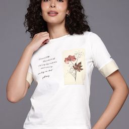 Allen Solly Woman Graphic Printed Pure Cotton T-shirt-picture-10