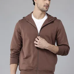 Park Avenue Solid Hooded Front-Open Sweatshirt-image-70