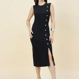 aayu Women Solid Bodycon Midi Dress-image-6