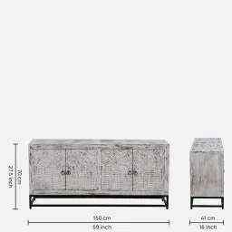 bohemiana from pepperfry Ivor Solid Wood Sideboard In White Distress Finish image 2