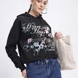 DressBerry Retro Glow Printed Hooded Sweatshirt-image-12