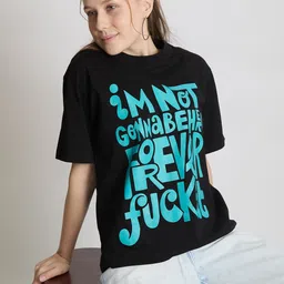 IVOC Women Typography Printed Round Neck Cotton T-shirt-image-11