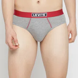 Levis Men Grey Melange Solid 300 LS Supima Cotton Briefs #035-BRIEF image 1