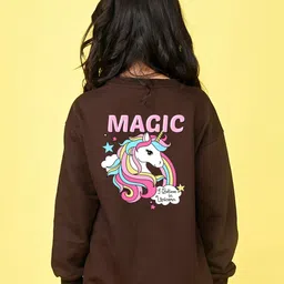 NUSYL Girls Unicorn Printed Oversized Fleece Sweatshirt-image-28