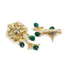 LAIDA Women Gold-Plated & Green Kundan Studded Jewellery Set image 4