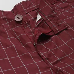 SOJANYA Men Maroon & Grey Checked Smart Fit Trousers image 4