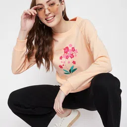 Crimsoune Club Women Orange Printed Sweatshirt-image-45