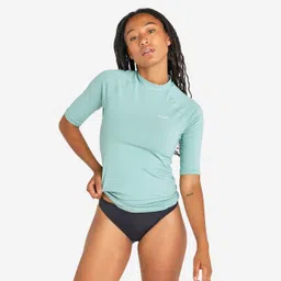 decathlon Women Beachwear Quick Drying UV Protection UPF50+ Surfing T-shirt Turquoise image 2