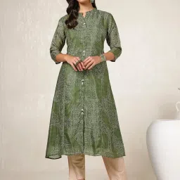 Soch Green Printed A Line Kurta image 1