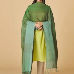 Fabindia Green Cotton Plain Dupatta image 1