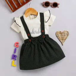 Moms Love Infant Girls Pure Cotton Printed Top with Checked Skirt-picture-33