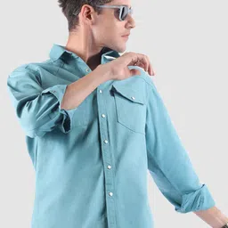Beyoung Men V-Shaped Front Yoke Casual Shirt-picture-7