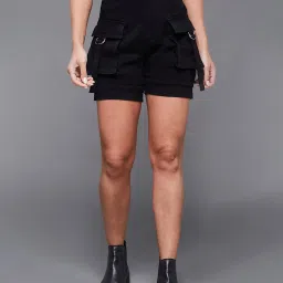 Miss Chase Black Relaxed Fit Shorts image 1