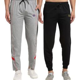 Vimal Jonney Black & Grey Regular Fit Joggers & Trackpants - Pack of 2-picture-31