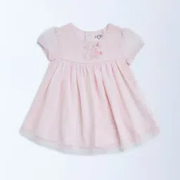 HOP Baby by Westside Pink Embroidered Cotton A-Line Dress-image-12