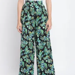 Fabindia Green & Black Printed Palazzos-image-22