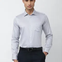 Van Heusen Grey Cotton Slim Fit Striped Shirt-picture-40