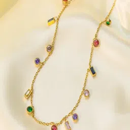 Peora Multi Crystal Studded Collar Necklace-image-9