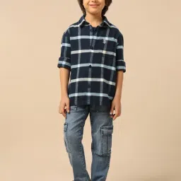 U.S. Polo Assn. Boys Blue Cotton Checks Shirt image 4