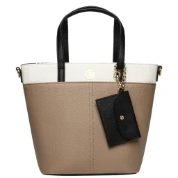 Anne Klein Brown & White Color Block Tote Handbag with Card Case image 1