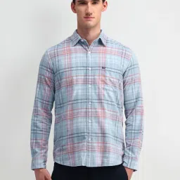 Arrow Sport Medium Blue Cotton Slim Fit Checks Shirt image 1