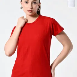 BAESD Women Pack Of 2 Solid Round Neck Cotton T-shirts-image-50