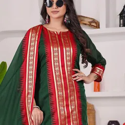 Vastukala Women Round Neck Cotton Kurta With Dupatta image 4