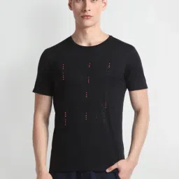 arrow new york Arrow Newyork Black Cotton Regular Fit Printed T-Shirt-picture-37