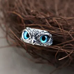 Teeragaj Set Of 2 Owl Shaped & Eye Shaped Adjustable Finger Ring image 3