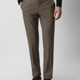 Van Heusen Brown Slim Fit Checks Trousers-picture-36