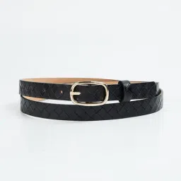 Ginger by Lifestyle Black Textured Casual Belt For Women-image-30