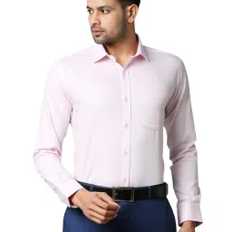 Park Avenue Light Pink Slim Fit Self Design Shirt image 1