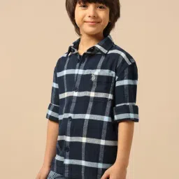 U.S. Polo Assn. Boys Blue Cotton Checks Shirt image 3