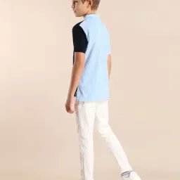 u.s. polo assn. US Polo Kids Boys Blue Cotton Color Block Polo T-Shirt image 4