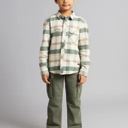 Ed-A-Mamma Boys Green Cotton Checks Shirt image 1