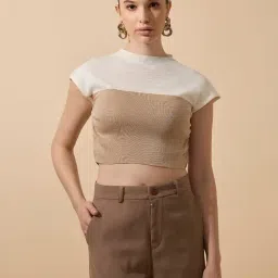 showoffff SHOWOFF Beige Color-Block Top-picture-24