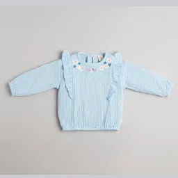 ed-a-mamma baby Ed-A-Mamma Girls Blue Cotton Printed Top image 1