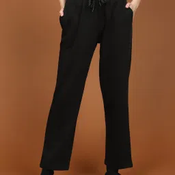 Madame M Secret Black Cotton Relaxed Fit Solid Track Pant image 1