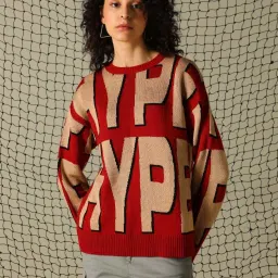 Hubberholme Red & Beige Printed Sweater image 1