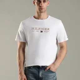 Tommy Hilfiger White Cotton Regular Fit Logo Printed T-Shirt-picture-39